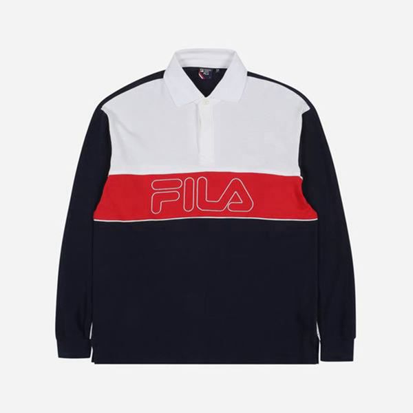 Camisas Polo Fila Mujer Azul Marino / Blancas - Rugby L/S - España 746530MEX